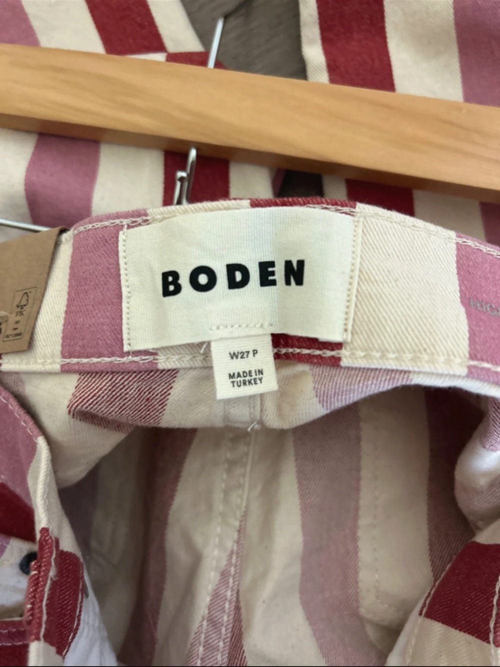 Boden Vertical Stripe Straight-Leg Jeans in Pink & Burgundy - Picture 4 of 7